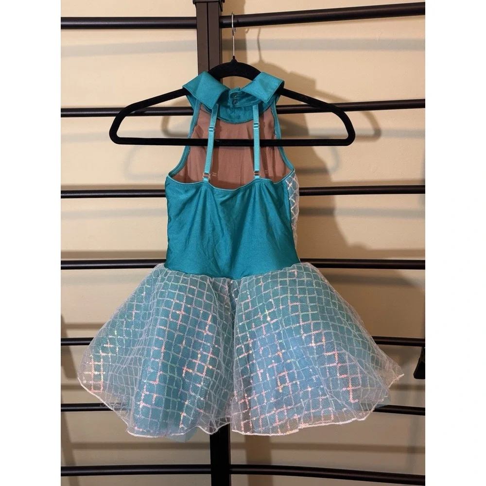 Revolution Dance Costume Blue Sequin Tutu Princess Ballerina Child's Size Medium